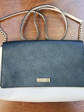 Kate Spade Tilden Place Alek Colorblock Leather Crossbody Bag Black Cream